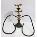 Double tube black glass hookah